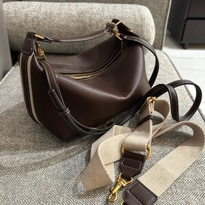 Zara Brown faux Leather Bag with crossbody straps